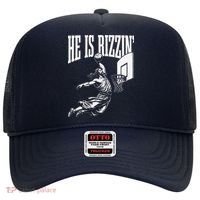 He Is Rizzin Funny Jesus Basketball Meme Hat thumb 0