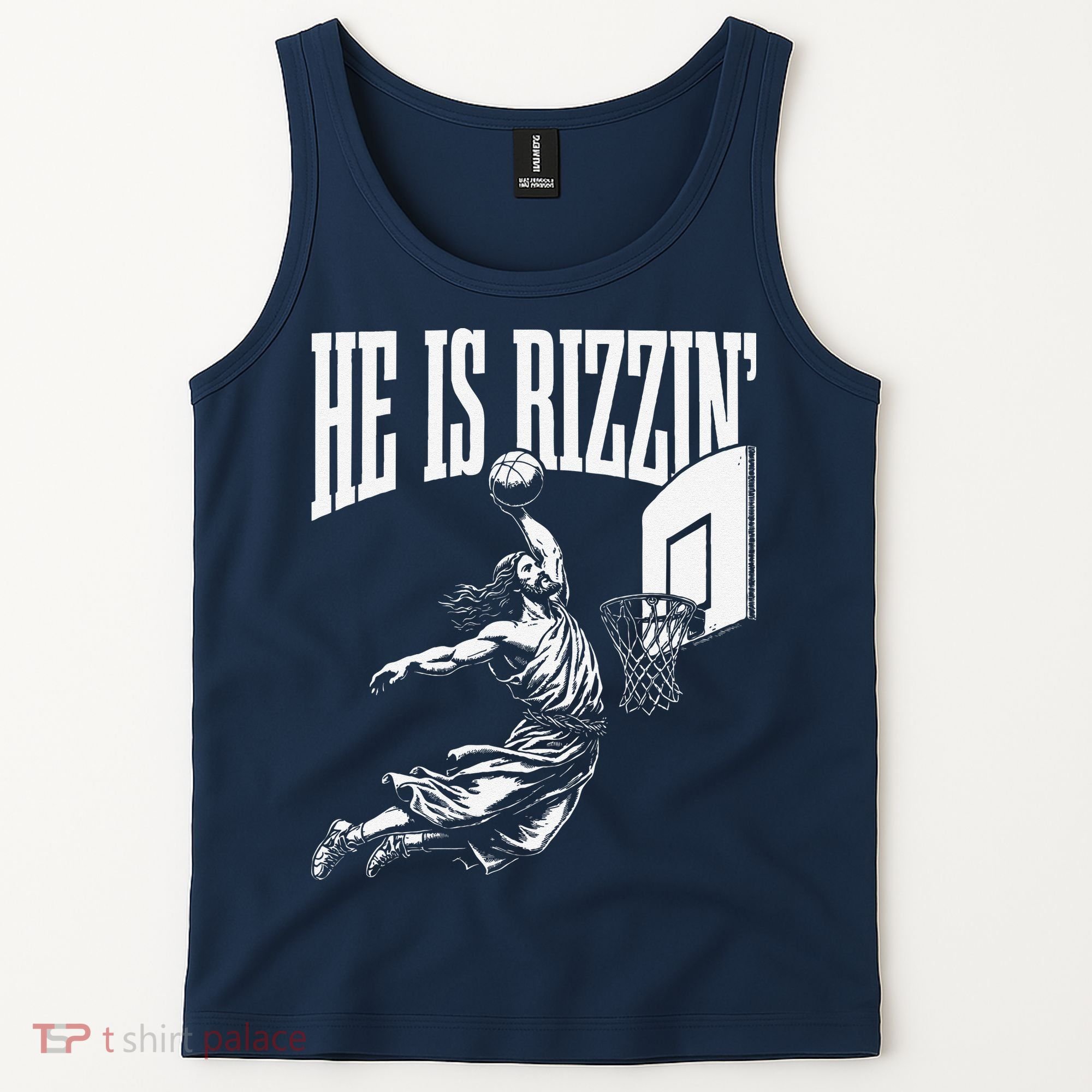 He Is Rizzin Funny Jesus Basketball Meme Tank Top