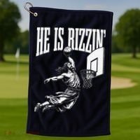He Is Rizzin Funny Jesus Basketball Meme Golf Towel thumb 1