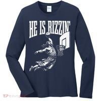He Is Rizzin Funny Jesus Basketball Meme Women's Long Sleeve Shirt thumb 0