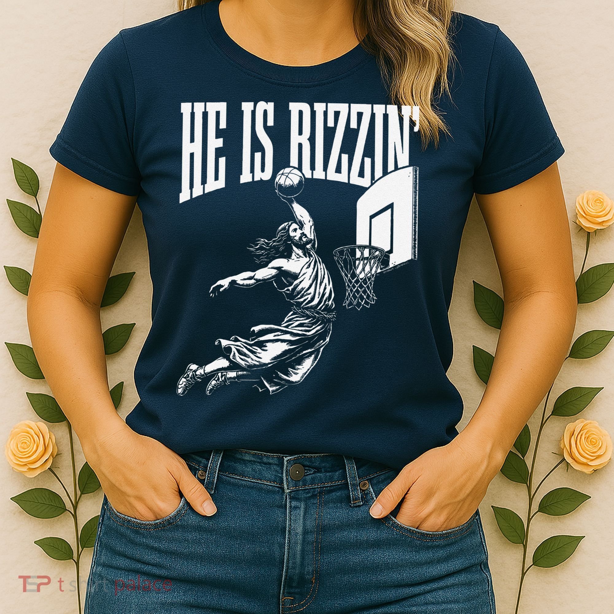 He Is Rizzin Funny Jesus Basketball Meme Women's T-Shirt