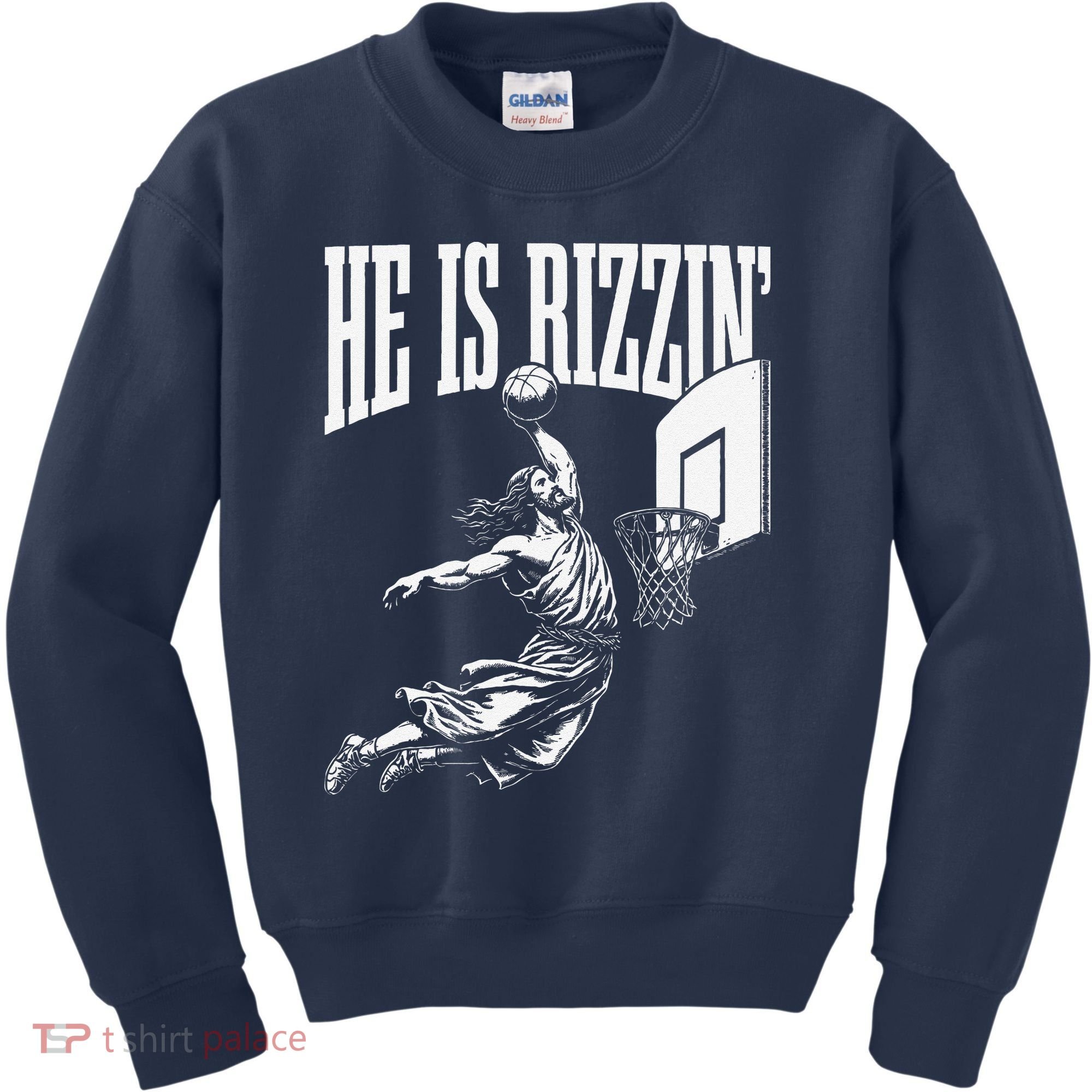 He Is Rizzin Funny Jesus Basketball Meme Kids Sweatshirt