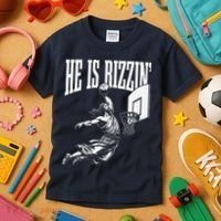 He Is Rizzin Funny Jesus Basketball Meme Kids T-Shirt thumb 3