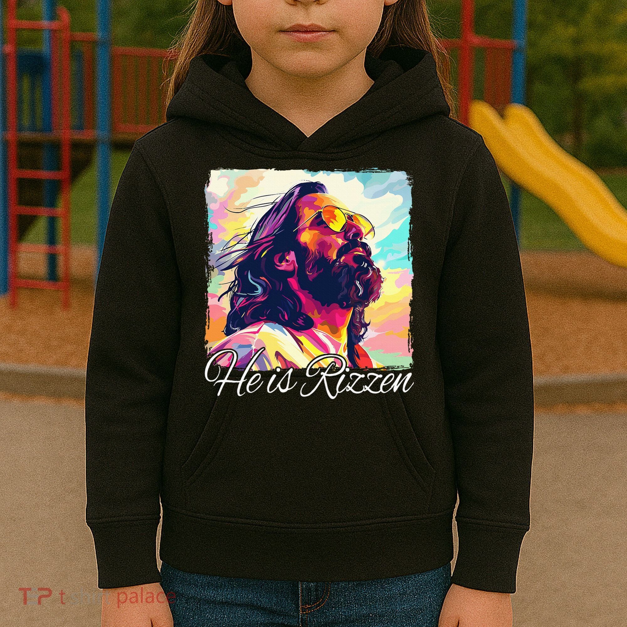 He Is Rizzen Jesus Kids Hoodie