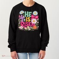 He Is Risen Easter Floral Gift For Christians Women's Sweatshirt thumb 0