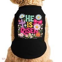 He Is Risen Easter Floral Gift For Christians Doggie Tank thumb 0