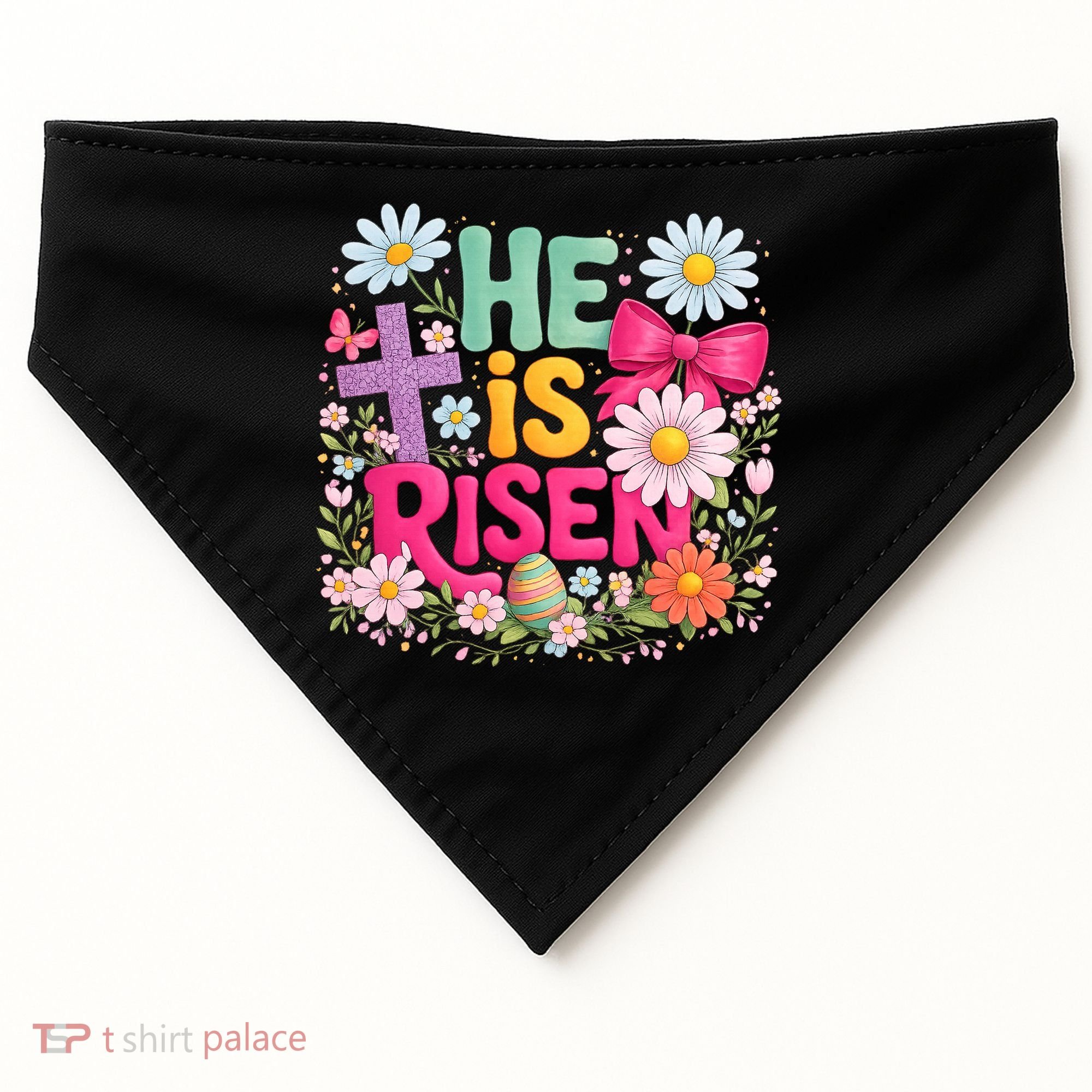 He Is Risen Easter Floral Gift For Christians USA-Made Doggie Bandana