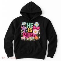 He Is Risen Easter Floral Gift For Christians Hoodie thumb 0