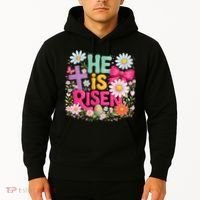 He Is Risen Easter Floral Gift For Christians Hoodie thumb 2