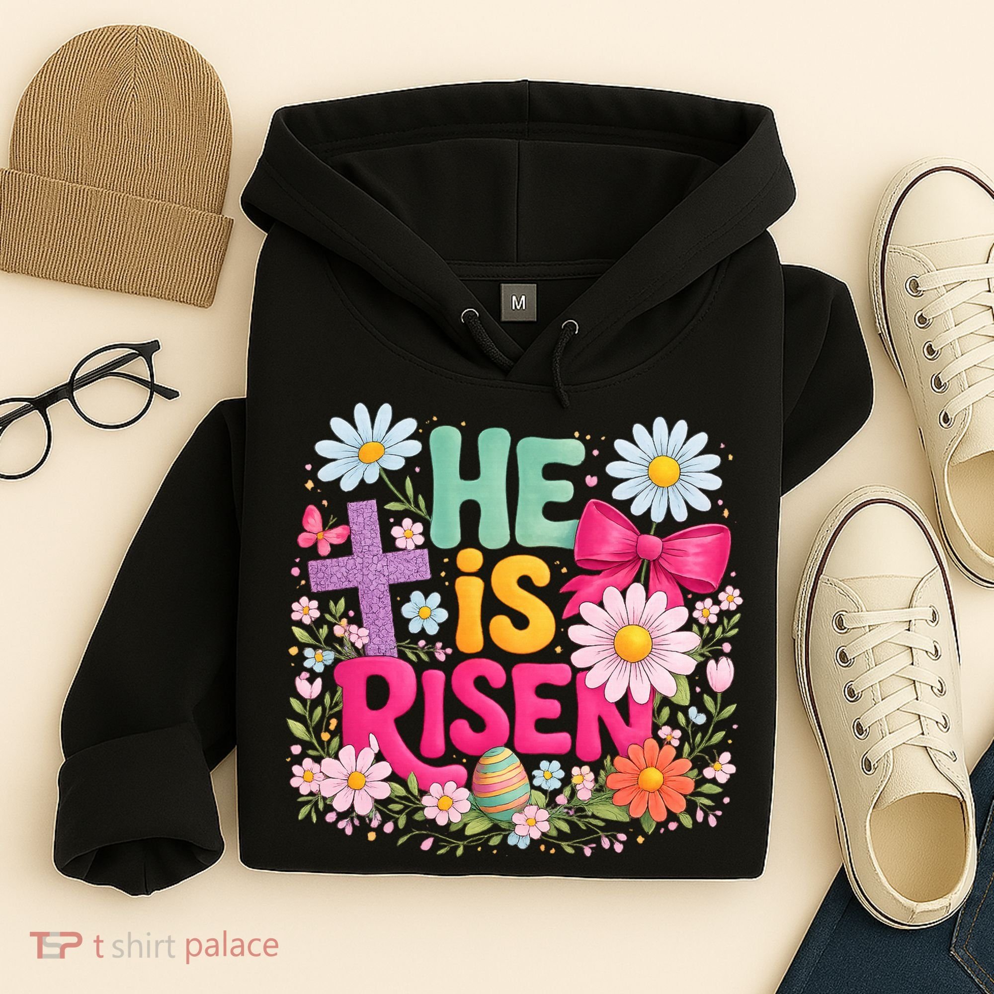 He Is Risen Easter Floral Gift For Christians Hoodie