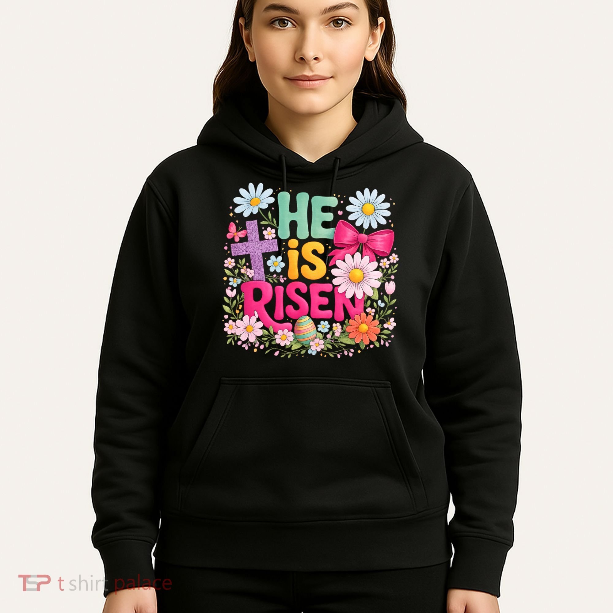 He Is Risen Easter Floral Gift For Christians Hoodie