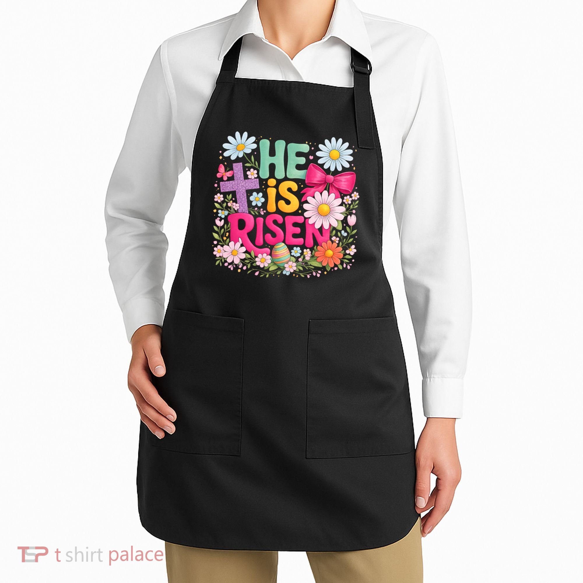 He Is Risen Easter Floral Gift For Christians Apron