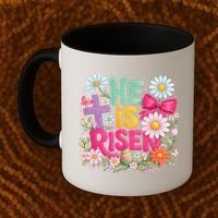He Is Risen Easter Floral Gift For Christians Coffee Mug thumb 2