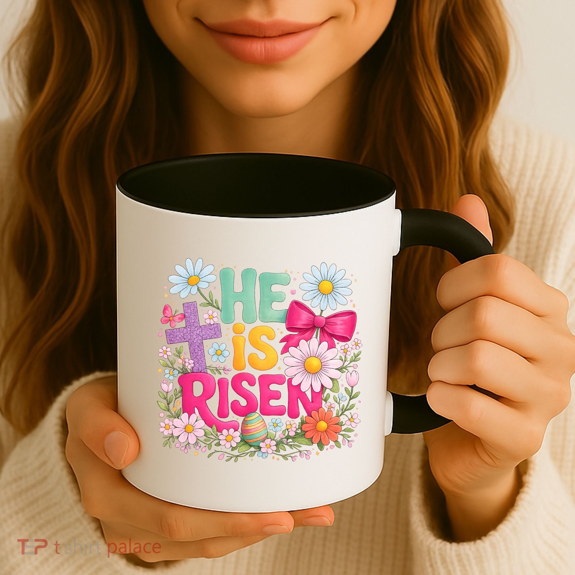 He Is Risen Easter Floral Gift For Christians Coffee Mug