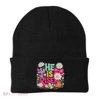 He Is Risen Easter Floral Gift For Christians Beanie thumb 0