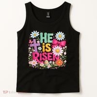 He Is Risen Easter Floral Gift For Christians Tank Top thumb 2