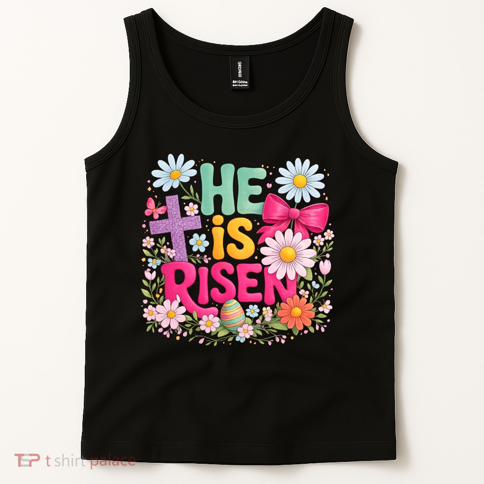 He Is Risen Easter Floral Gift For Christians Tank Top