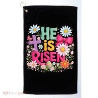 He Is Risen Easter Floral Gift For Christians Golf Towel thumb 0