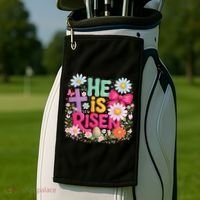 He Is Risen Easter Floral Gift For Christians Golf Towel thumb 2