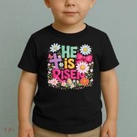 He Is Risen Easter Floral Gift For Christians Toddler T-Shirt thumb 2