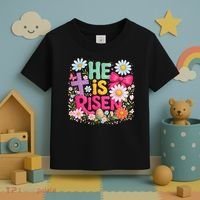 He Is Risen Easter Floral Gift For Christians Toddler T-Shirt thumb 3
