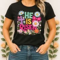 He Is Risen Easter Floral Gift For Christians Women's T-Shirt thumb 2