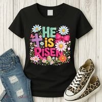 He Is Risen Easter Floral Gift For Christians Women's T-Shirt thumb 3