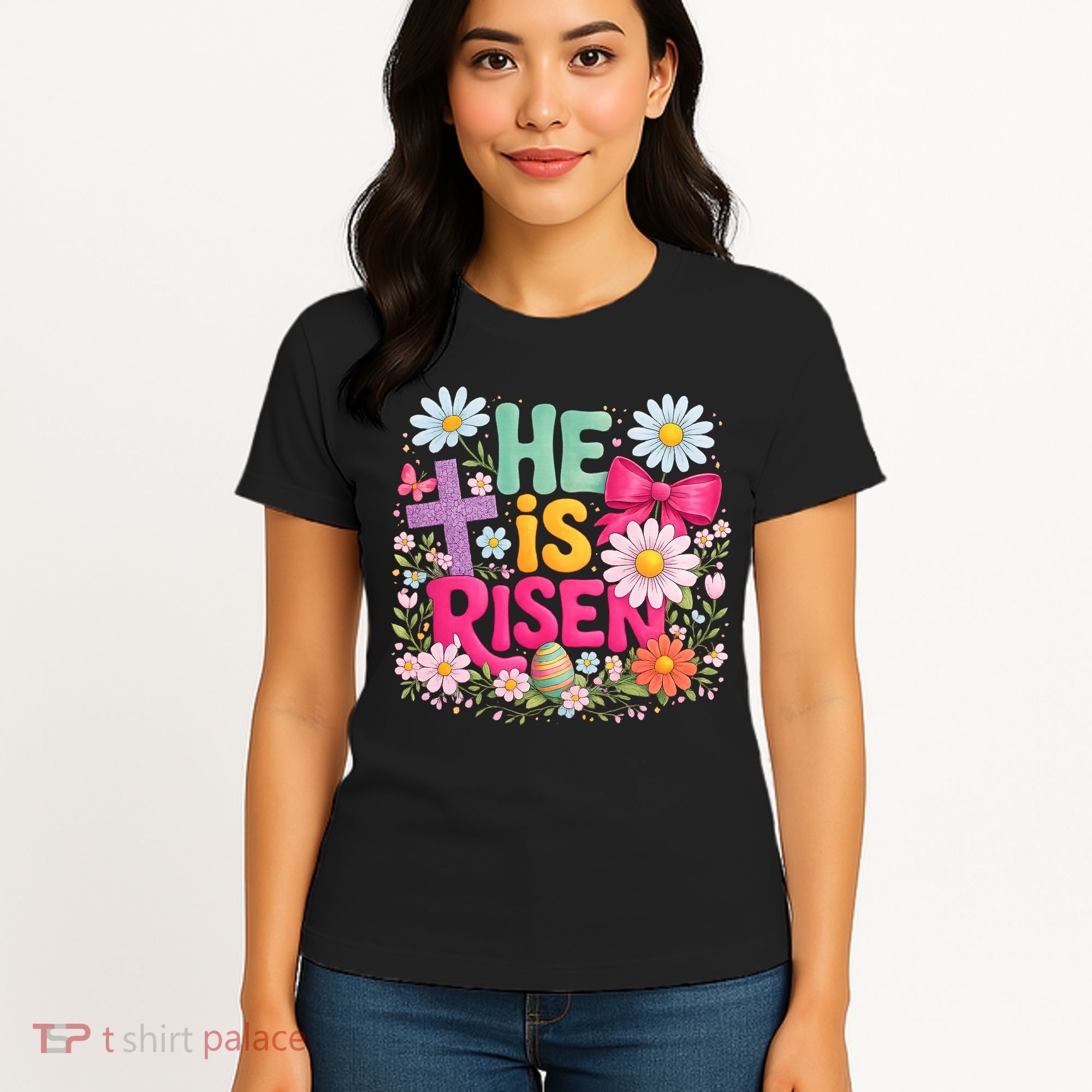 He Is Risen Easter Floral Gift For Christians Women's T-Shirt