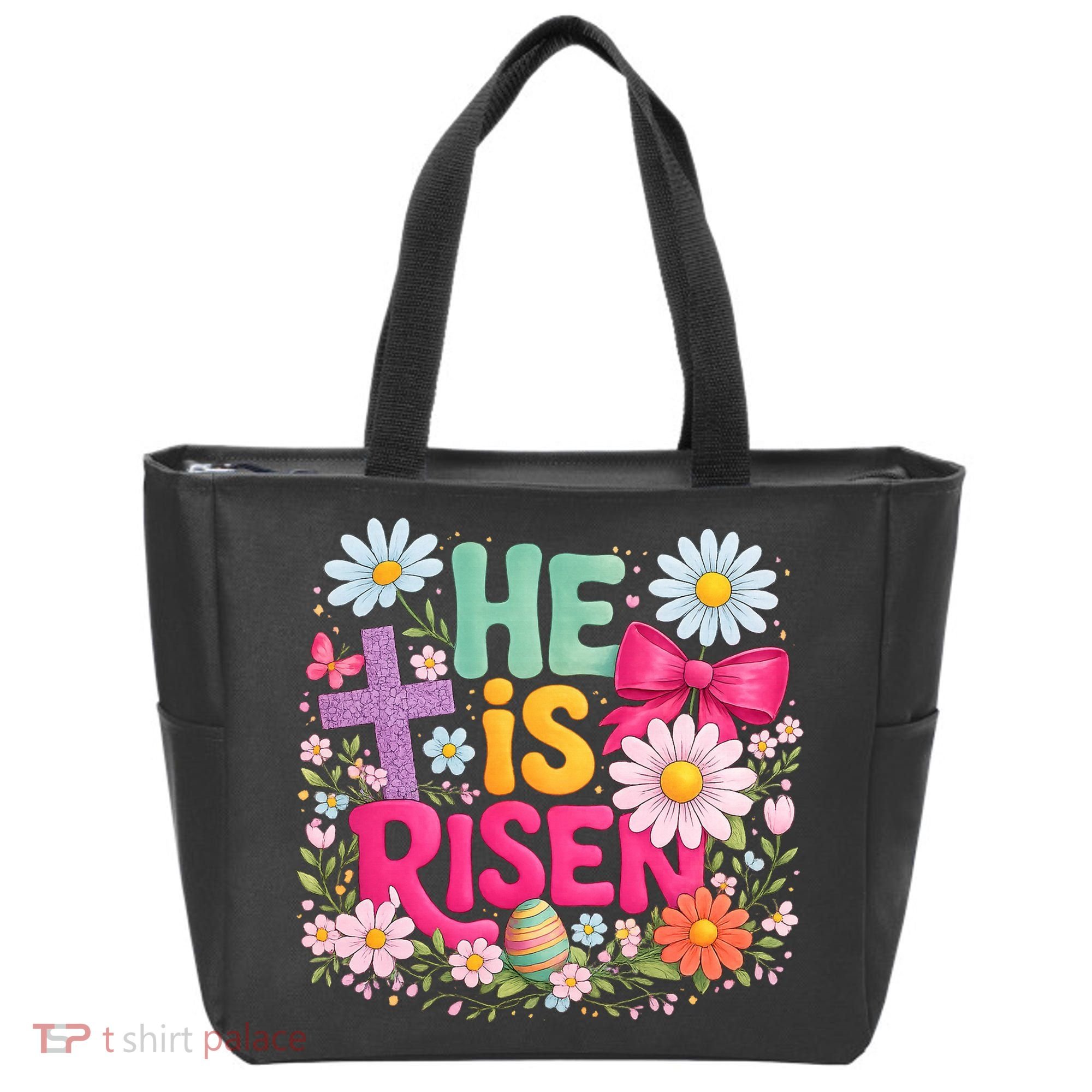He Is Risen Easter Floral Gift For Christians Tote Bag