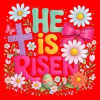 He Is Risen Easter Floral Gift For Christians Santa Hat thumb 1