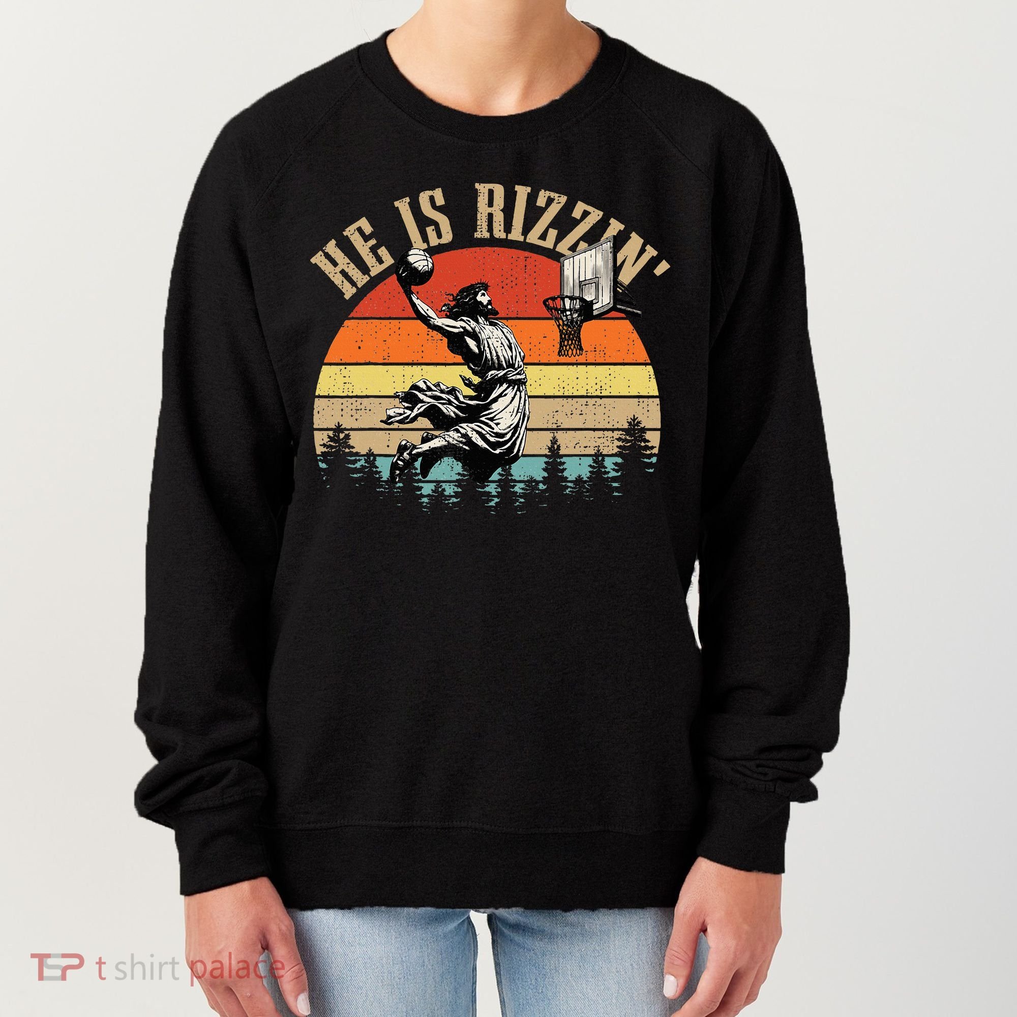 He Is Rizzin Easter Jesus Christian Women's Sweatshirt