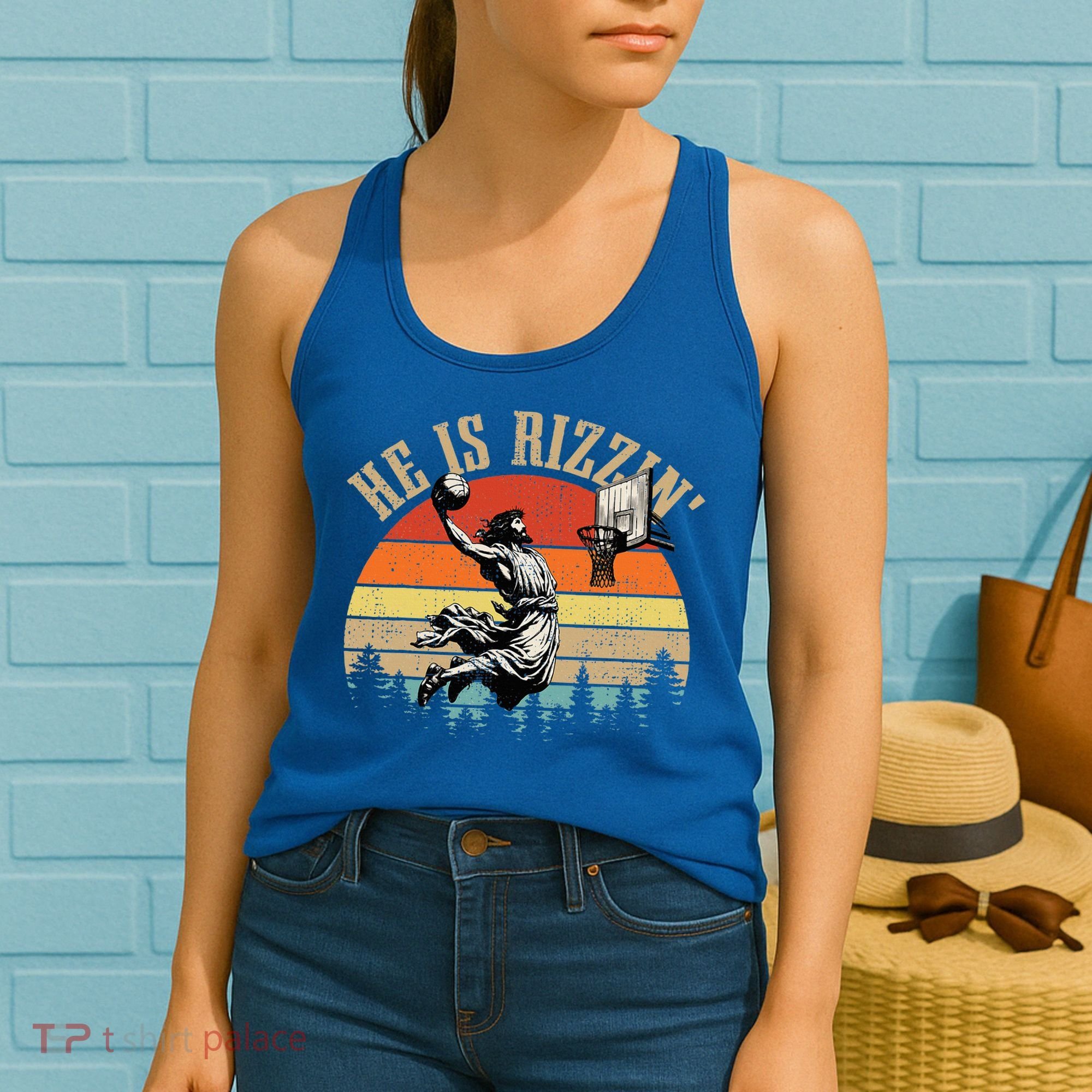 He Is Rizzin Easter Jesus Christian Women's Tank Top