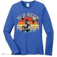 He Is Rizzin Easter Jesus Christian Women's Long Sleeve Shirt thumb 0