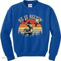 He Is Rizzin Easter Jesus Christian Kids Sweatshirt thumb 0