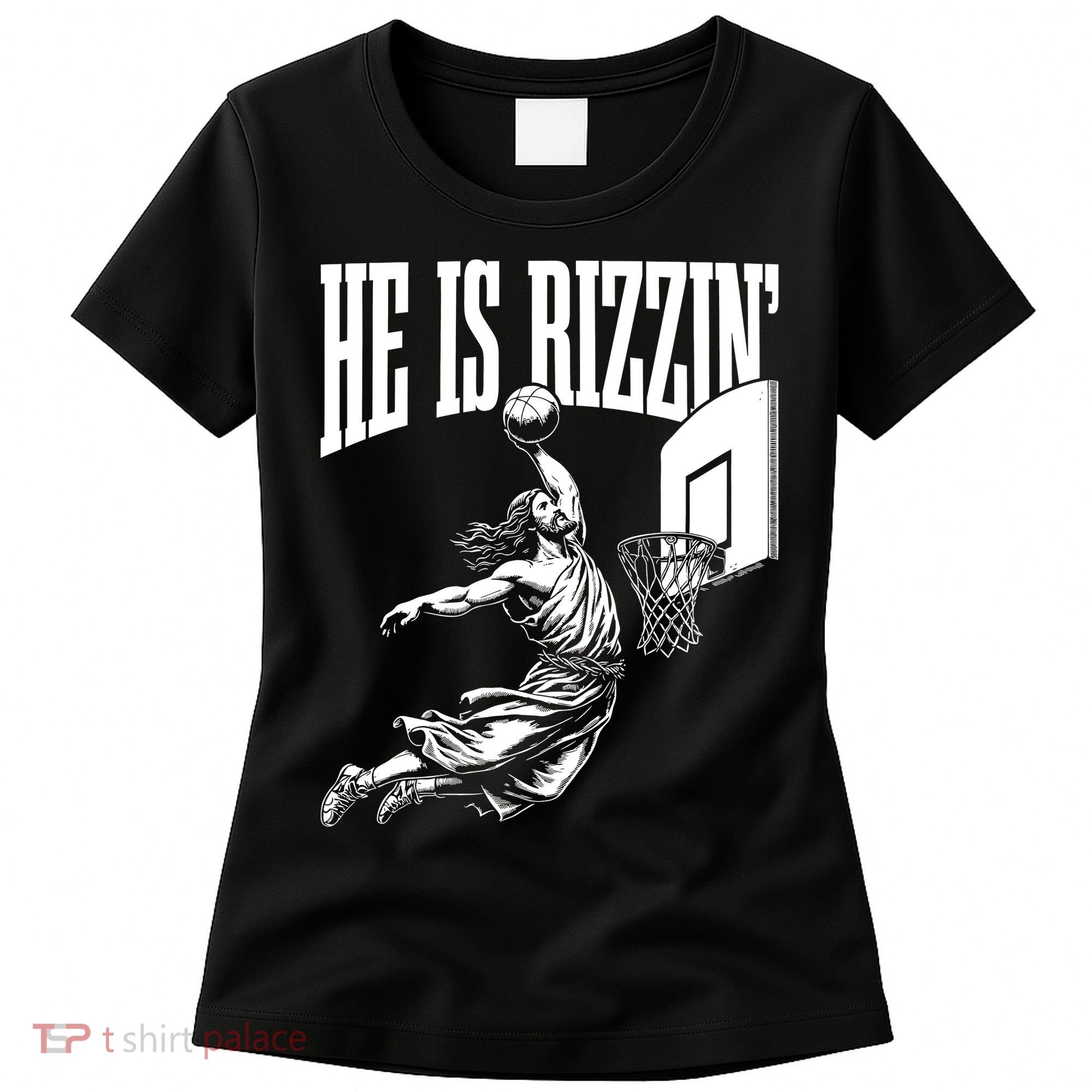 He Is Rizzin Funny Jesus Basketball Meme Women's T-Shirt