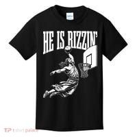 He Is Rizzin Funny Jesus Basketball Meme Kids T-Shirt thumb 0