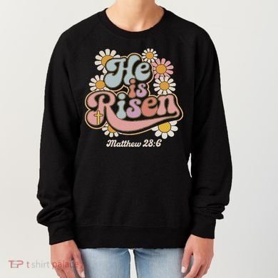 He Is Risen Groovy Retro Style For Christian Easter Women's Sweatshirt