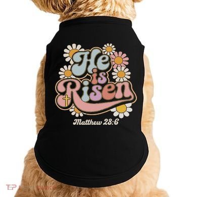 He Is Risen Groovy Retro Style For Christian Easter Doggie Tank