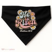 He Is Risen Groovy Retro Style For Christian Easter USA-Made Doggie Bandana thumb 0