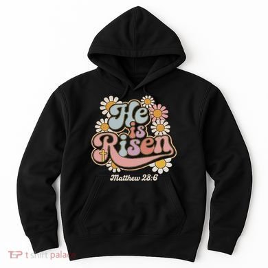He Is Risen Groovy Retro Style For Christian Easter Hoodie