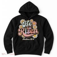 He Is Risen Groovy Retro Style For Christian Easter Hoodie thumb 0