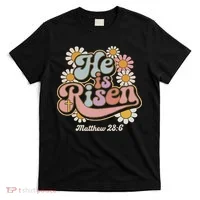 He Is Risen Groovy Retro Style For Christian Easter T-Shirt thumb 0