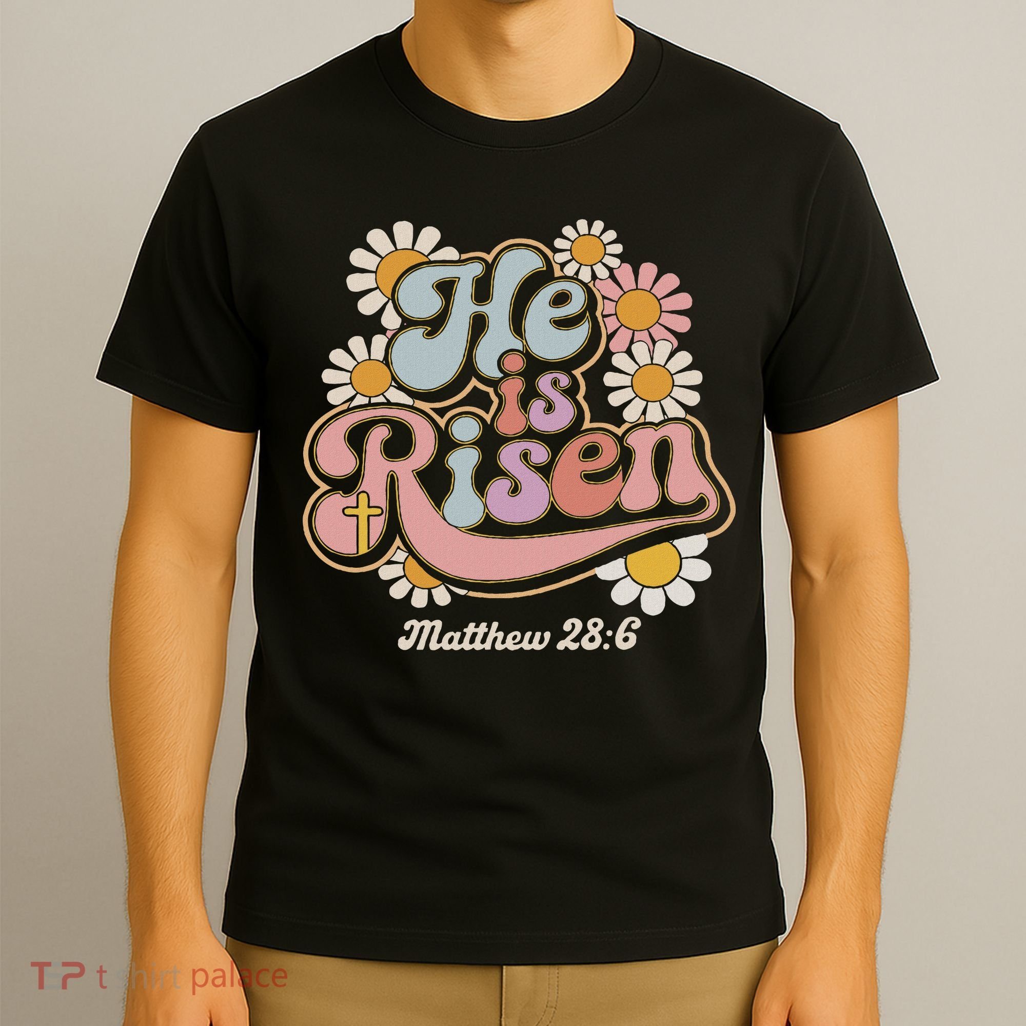 He Is Risen Groovy Retro Style For Christian Easter T-Shirt