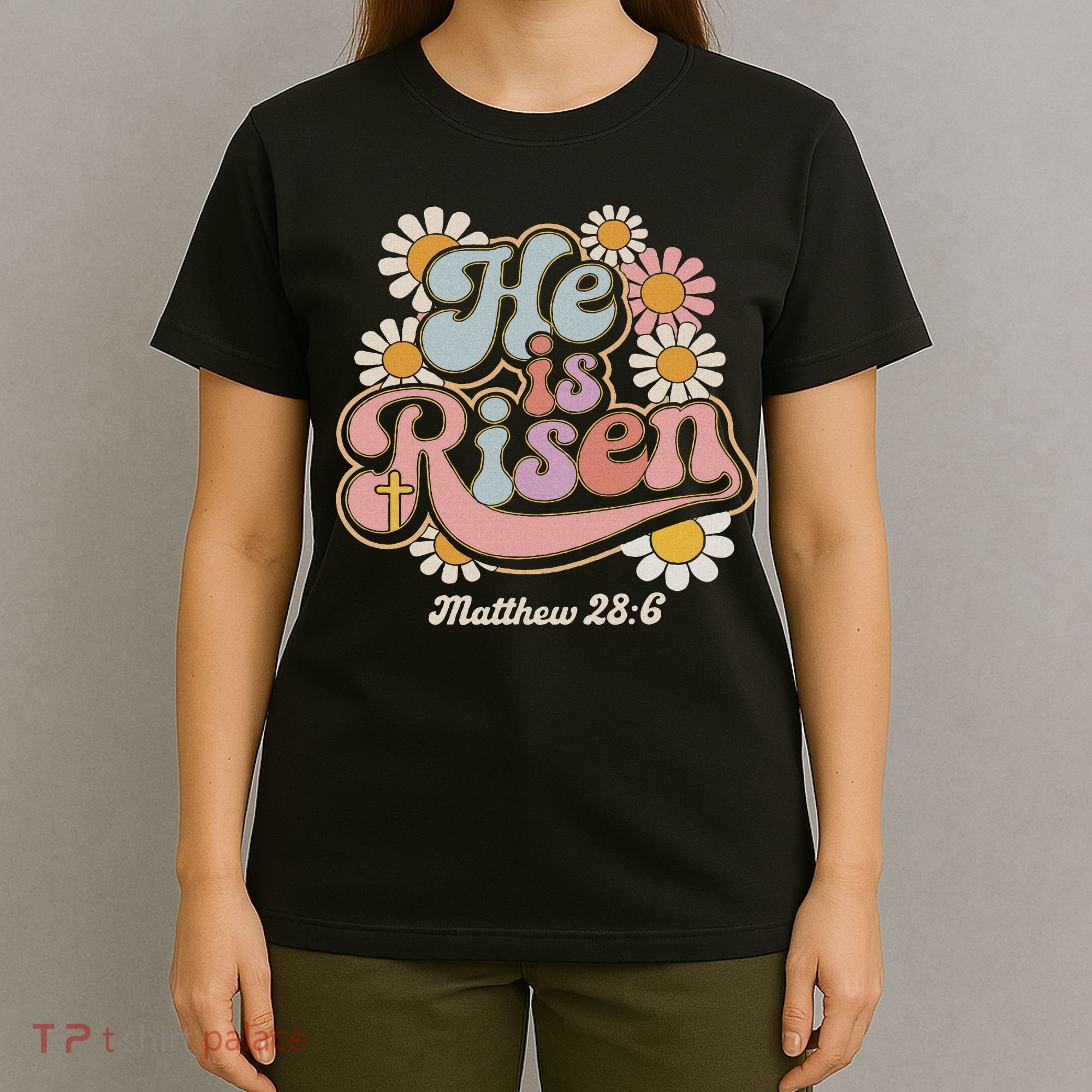 He Is Risen Groovy Retro Style For Christian Easter T-Shirt