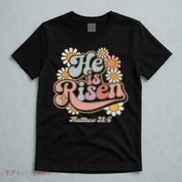 He Is Risen Groovy Retro Style For Christian Easter T-Shirt thumb 5