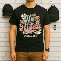 He Is Risen Groovy Retro Style For Christian Easter T-Shirt thumb 6