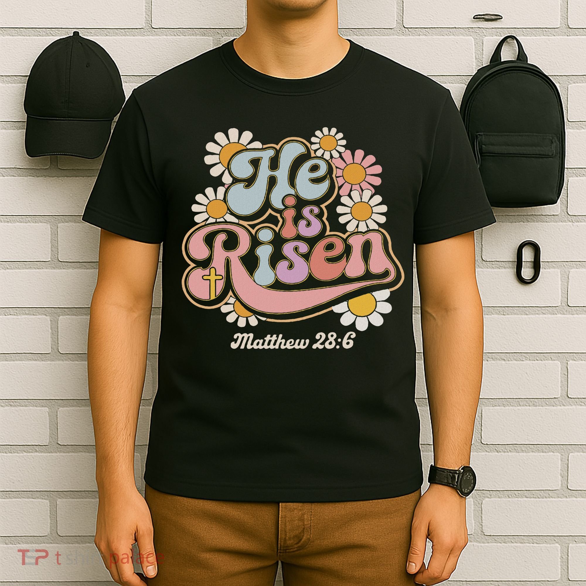 He Is Risen Groovy Retro Style For Christian Easter T-Shirt