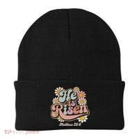He Is Risen Groovy Retro Style For Christian Easter Beanie thumb 0