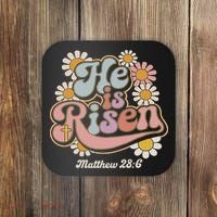 He Is Risen Groovy Retro Style For Christian Easter Coaster thumb 0