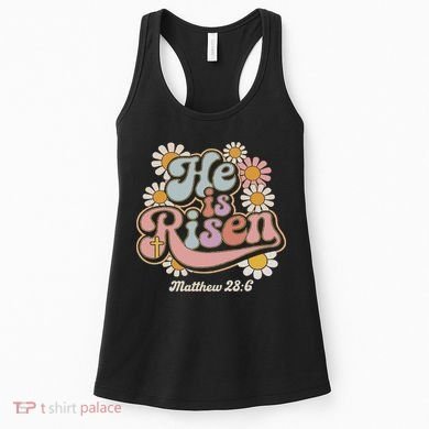 He Is Risen Groovy Retro Style For Christian Easter Women's Tank Top